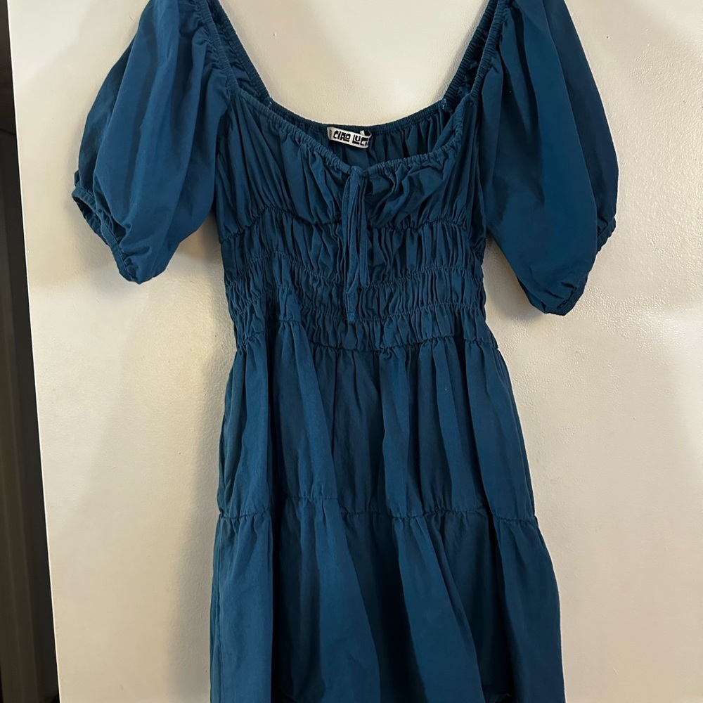 Blue Puff Sleeve Dress